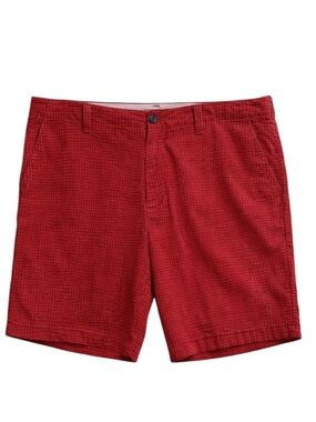 Tommy Hilfiger Red Micro-Check Textured 100% Cotton Chino Shorts Size 38